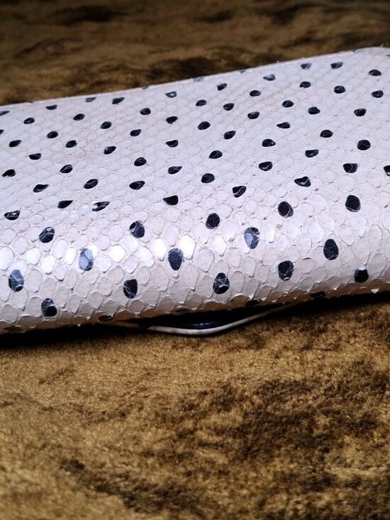 Kate Spade Kennedy Street Snake Wallet Trifold Ivory Black Dots Leather - Picture 8 of 16